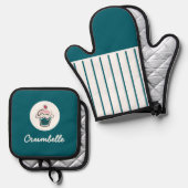 Maßgeschneidertes Crispe Cupcake Bäckerei Ofenhandschuh & Topflappen-Set (Vorderseite/Rückseite)