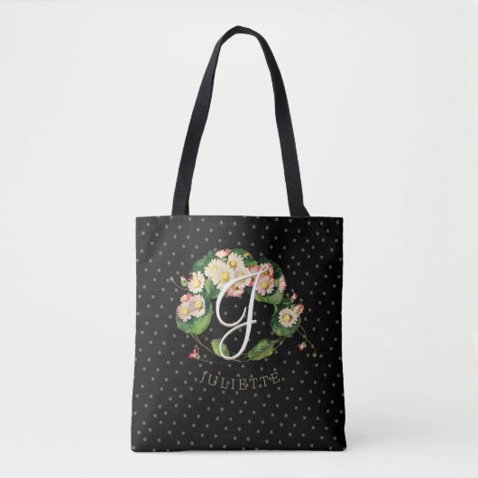 Maßgeschneidertes Daisiath Wreath Monogram Elegant Tasche (Vorderseite)