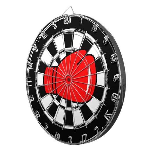 Maßgeschneidertes Dartboard mit rotem Boxhandschuh Dartscheibe (Vorderseite rechts)