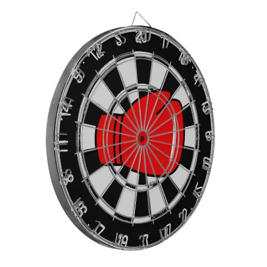 Maßgeschneidertes Dartboard mit rotem Boxhandschuh Dartscheibe (Vorderseite Links)