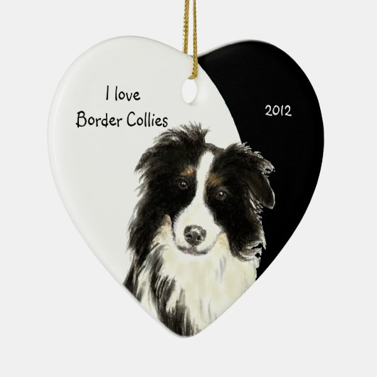 Maßgeschneidertes Datum I Liebe Grenz Colliese Hun Keramik Ornament (Rechts)