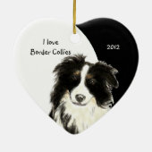 Maßgeschneidertes Datum I Liebe Grenz Colliese Hun Keramik Ornament (Hinten)