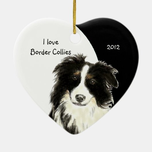 Maßgeschneidertes Datum I Liebe Grenz Colliese Hun Keramik Ornament (Hinten)