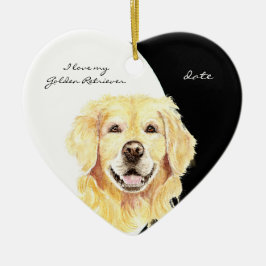 Maßgeschneidertes Datum I Liebe mein Golden Retrie Keramikornament