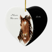 Maßgeschneidertes Datum in der Liebe Pferde Wasser Keramik Ornament (Hinten)