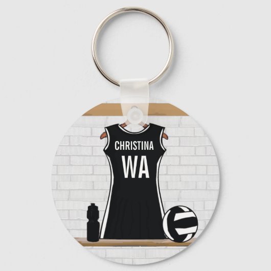 Maßgeschneidertes Design Netzball schwarz-weiß Schlüsselanhänger (Vorderseite)