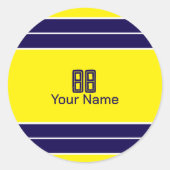 Maßgeschneidertes Design von Gelb und Blau Streife Runder Aufkleber (Vorderseite)