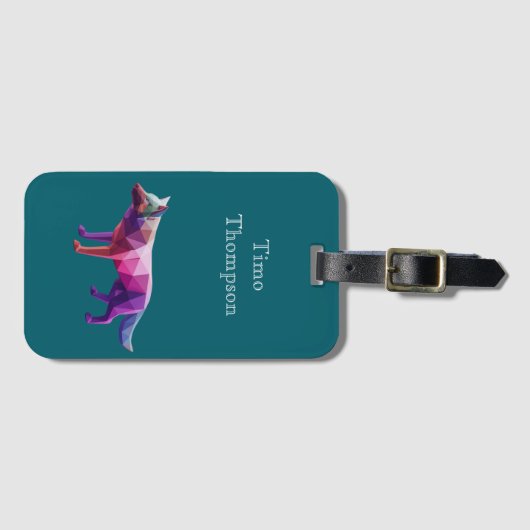 Maßgeschneidertes, digitales geometrisches Wolfsbl Gepäckanhänger (Vorderseite (Horizontal))