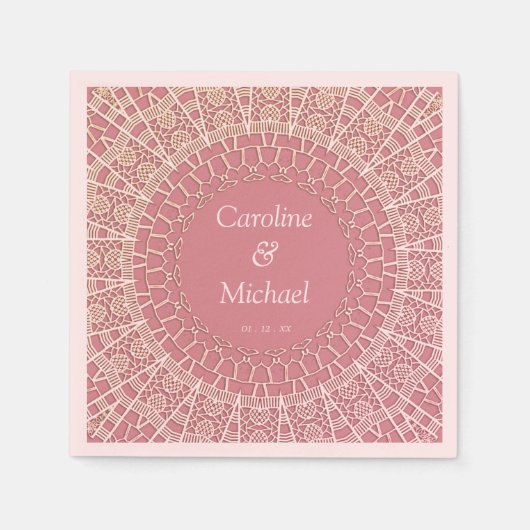 Maßgeschneidertes Dusty Pink Party Wedding Lace Serviette (Vorderseite)