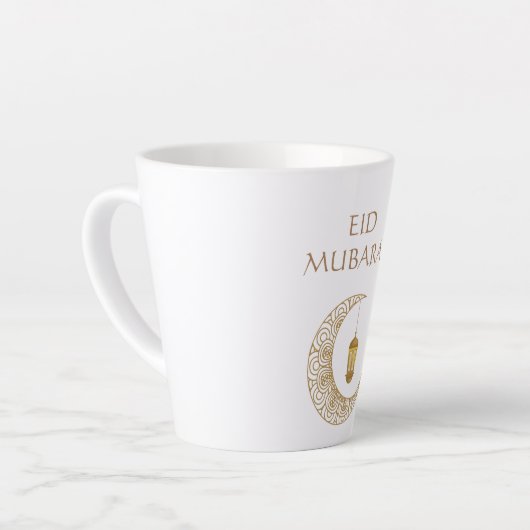 Maßgeschneidertes Eid Mubarak mit dekoriertem Halb Milchtasse (Linke Ecke)