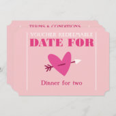 Maßgeschneidertes elegantes "Date Coupon" Valentin Feiertagskarte (Vorne/Hinten)