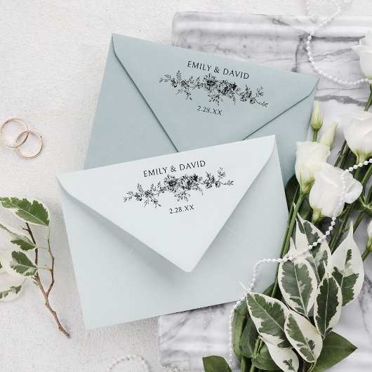 Maßgeschneidertes Elegantes Gravur Blue Floral Gummistempel