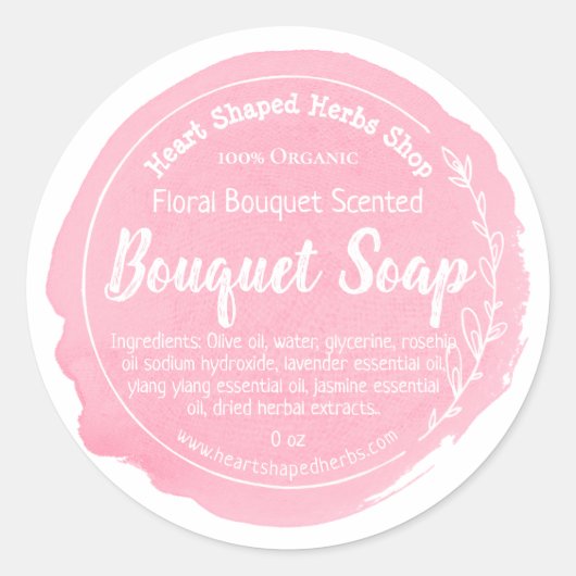 Maßgeschneidertes Etikett für Blumenseifen Handmad Runder Aufkleber (Vorderseite)