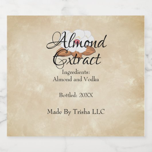 Maßgeschneidertes Etikett für Mandelextrakte (Einzelnes Label)
