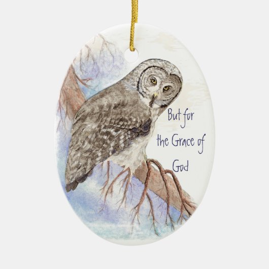 Maßgeschneidertes Eule, das für die Gnade Gottes Z Keramik Ornament (Vorne)