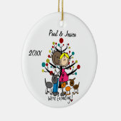 Maßgeschneidertes Expectant Paar 2 Hunde 1 Katze O Keramik Ornament (Rechts)