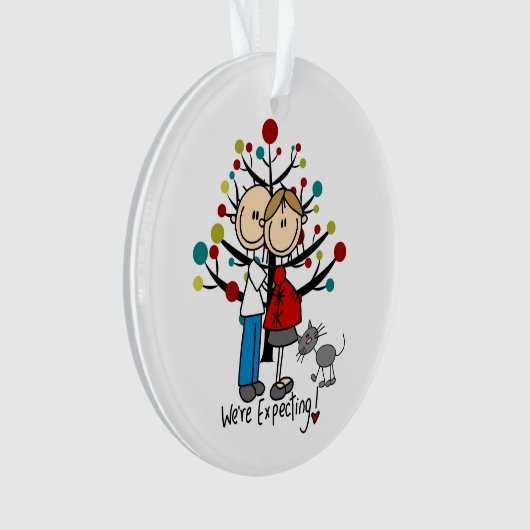 Maßgeschneidertes Expectant-Paar mit Kat-Acrylschm Ornament (Vorderseite)