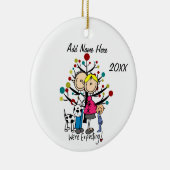 Maßgeschneidertes Expectant-Paar mit Kleinkind und Keramik Ornament (Rechts)