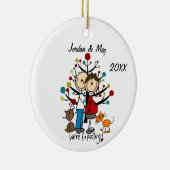 Maßgeschneidertes Expectant-Paar mit zwei Katzen-O Keramikornament (Rechts)