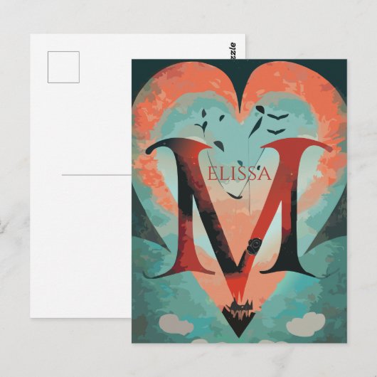 Maßgeschneidertes Fantasy-Herz Postkarte (Vorne/Hinten)