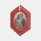 Maßgeschneidertes First Verheiratet Christmas Eleg Ornament Aus Glas (Vorderseite Links)