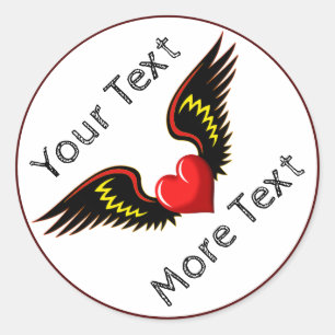 Maßgeschneidertes Flügelherz Runder Aufkleber
