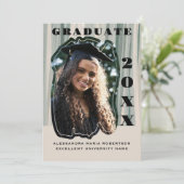 Maßgeschneidertes Foto Abschluss Beige Salbeigrün Ankündigung (Stehend Vorderseite)