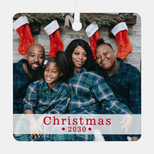 Maßgeschneidertes Foto Holiday Metal Ornament Aus Metall (Vorderseite)