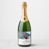 Maßgeschneidertes Foto Moderne Entspannte Hochzeit Schaumweinetikett (Vorderseite)