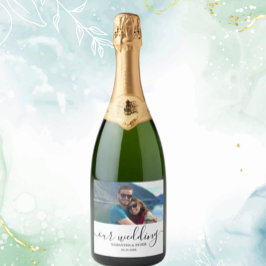 Maßgeschneidertes Foto Moderne Entspannte Hochzeit Schaumweinetikett