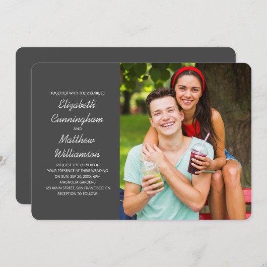 Maßgeschneidertes Foto + Moderne Hochzeit Einladung (Vorne/Hinten)
