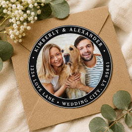 Maßgeschneidertes Foto Moderne Hochzeitsszene Rück Runder Aufkleber