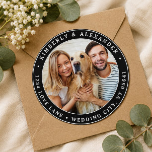 Maßgeschneidertes Foto Moderne Hochzeitsszene Rück Runder Aufkleber