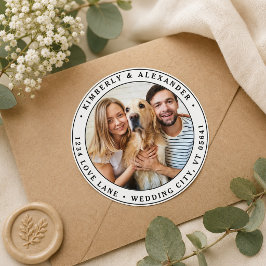 Maßgeschneidertes Foto Moderne Hochzeitsszene Rück Runder Aufkleber