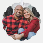 Maßgeschneidertes Foto Niedlich Navy Blue Frohe We Ornament Karte (Rückseite)