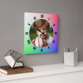Maßgeschneidertes Foto, römische Zahlen auf Pastel Quadratische Wanduhr