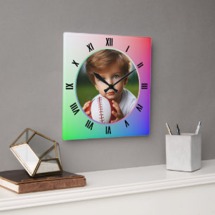 Maßgeschneidertes Foto, römische Zahlen auf Pastel Quadratische Wanduhr