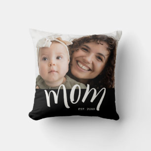 Maßgeschneidertes Foto von Mutter und Baby zum Grü Kissen
