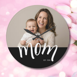 Maßgeschneidertes Foto von Mutter und Baby zum Jah Große Wanduhr