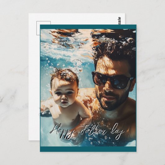 Maßgeschneidertes Foto von Vater und Sohn Postkart Postkarte (Vorne/Hinten)