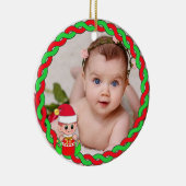 Maßgeschneidertes Foto, Weihnachtself und grüner r Keramik Ornament (Rechts)