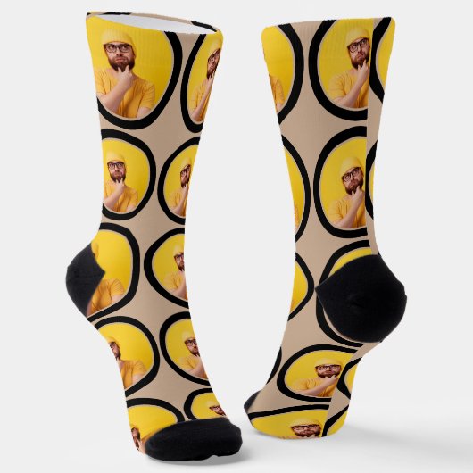 Maßgeschneidertes Funny Face Foto Hazelnut Custom Socken (Gewinkelt)