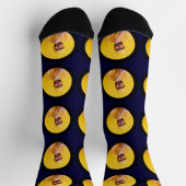 Maßgeschneidertes Funny Face Foto Navy Blue Custom Socken (Oben)