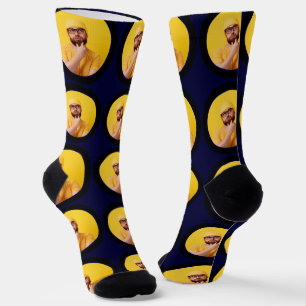 Maßgeschneidertes Funny Face Foto Navy Blue Custom Socken