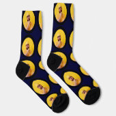 Maßgeschneidertes Funny Face Foto Navy Blue Custom Socken (Rechts)