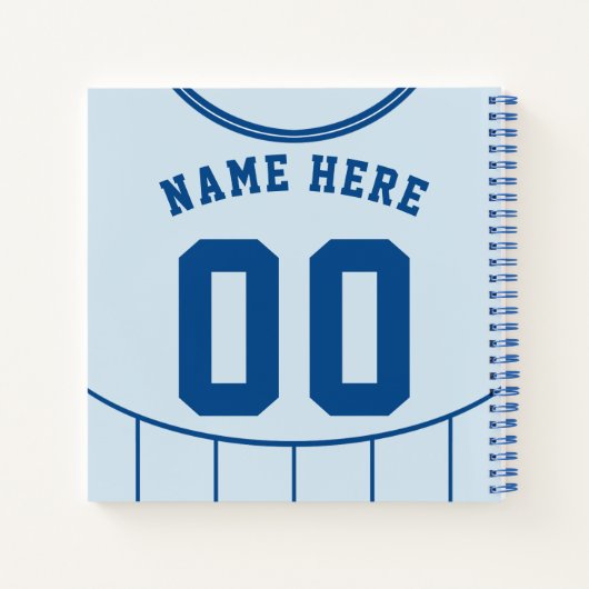 Maßgeschneidertes Fußball-Light Blue Jersey Notizbuch (Rückseite)