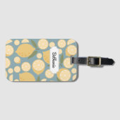 Maßgeschneidertes gelbes Zitronenmuster Gepäckanhänger (Vorderseite (Horizontal))