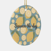 Maßgeschneidertes gelbes Zitronenmuster Keramik Ornament (Rechts)