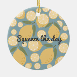 Maßgeschneidertes gelbes Zitronenmuster Keramik Ornament