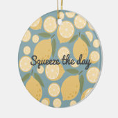 Maßgeschneidertes gelbes Zitronenmuster Keramik Ornament (Links)